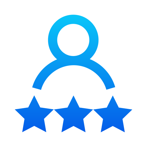 An icon image of the outline of a person above a 3 star rating